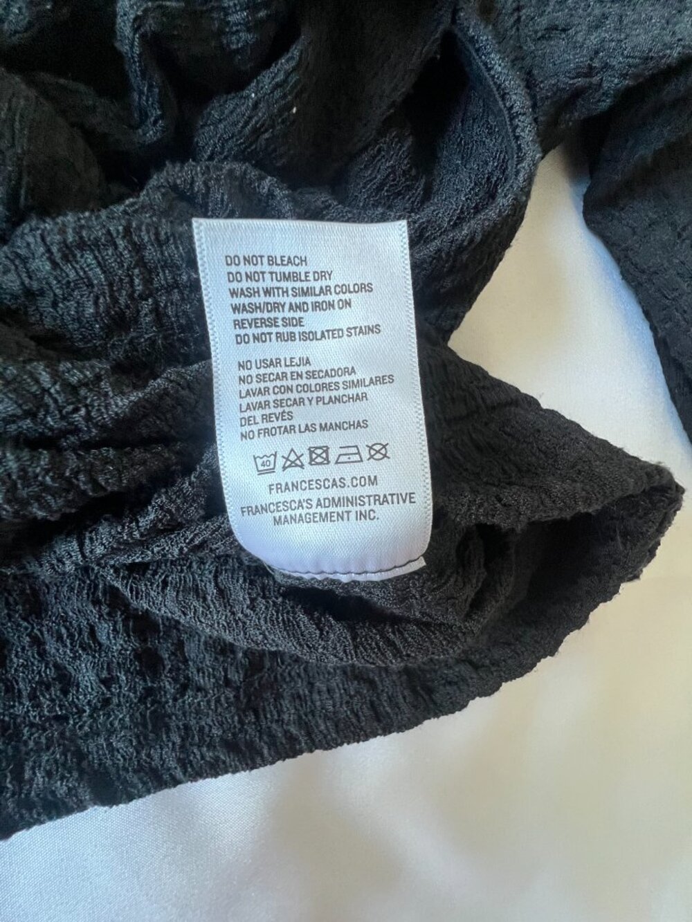 Boho Peasant Francesca's Mi Ami Black Top Size XS 3/4 Sleeve Front Tie NWT - Picture 14 of 15